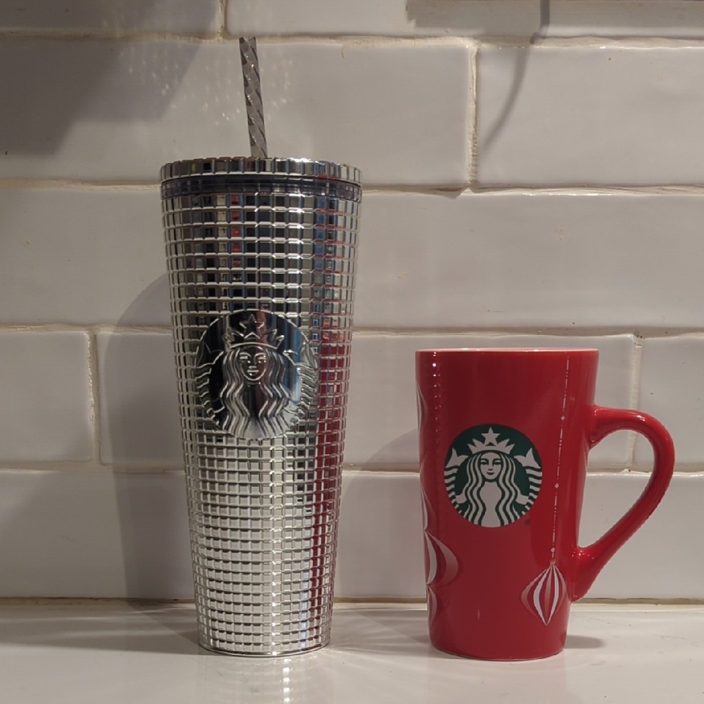 Starbucks Ceramic Mug And Lidded Cold Beverage Container With Straw